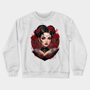 Bohemian retro vintage Gothic tattooed girl valentines day design T-Shirt Crewneck Sweatshirt